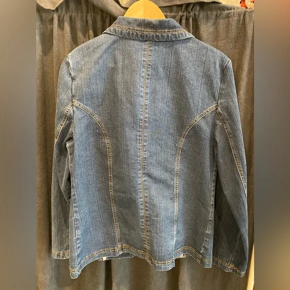 VSSP denim blazer jacket with floral details - Picture 7 of 9